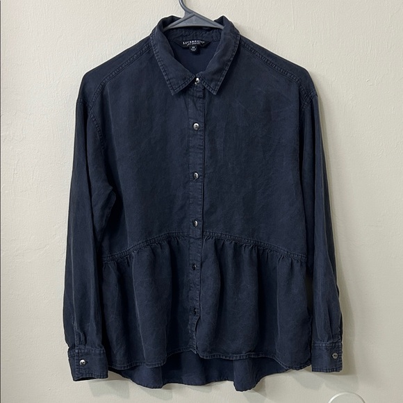 Liverpool Tops - Liverpool Charcoal Grey Casual Button-Down Blouse Sz XS